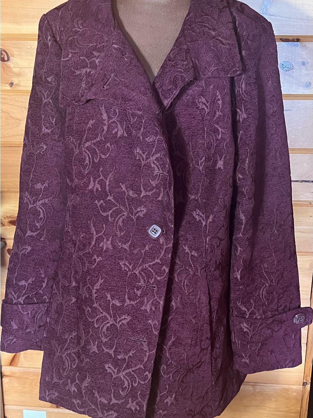 NorthStyle Plum Floral Jacquard Blazer Jacket